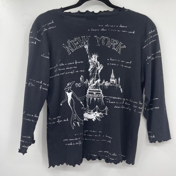 Cactus New York Shirt Large Black White Ruffle - Picture 6 of 8